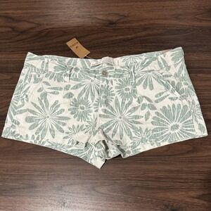 HOLLISTER‎ WOMEN'S SIZE 9 WHITE MINT GREEN ISLAND FLOWER SUMMER BOOTY SHORTS NWT